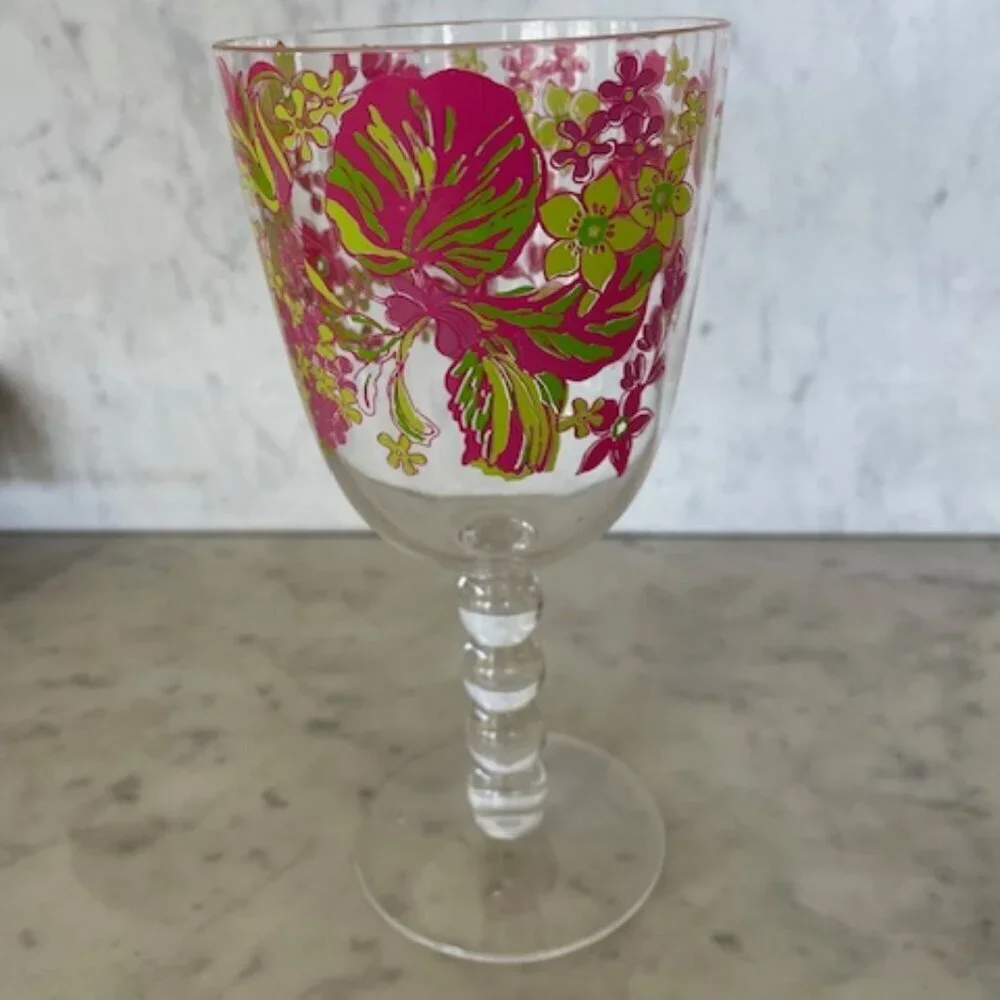 LILLY PULITZER Rose Garden Acrylic Stem Wine Glass